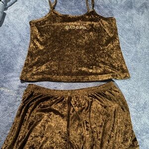 “BAD GIRL” black velvety outfit/pj set